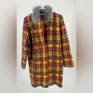 Michelle‎ Nicole faux fur trimmed sweater coat, size Medium, double breasted